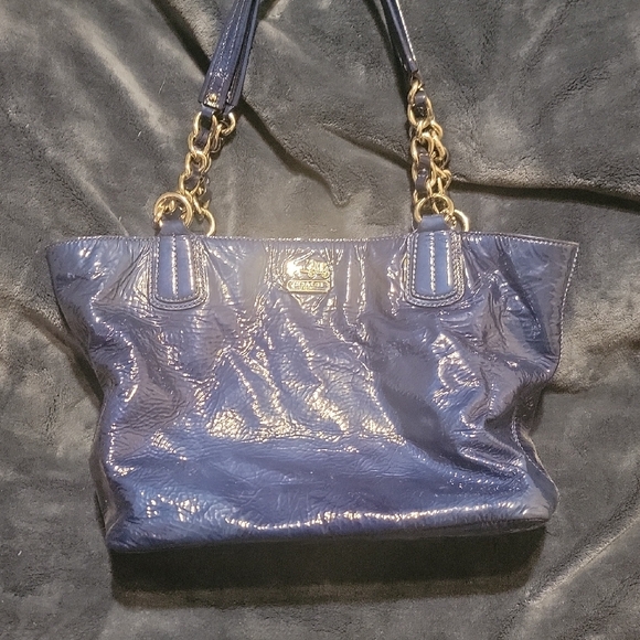 Coach Shiny Blue Leather Shoulder Bag main image 0